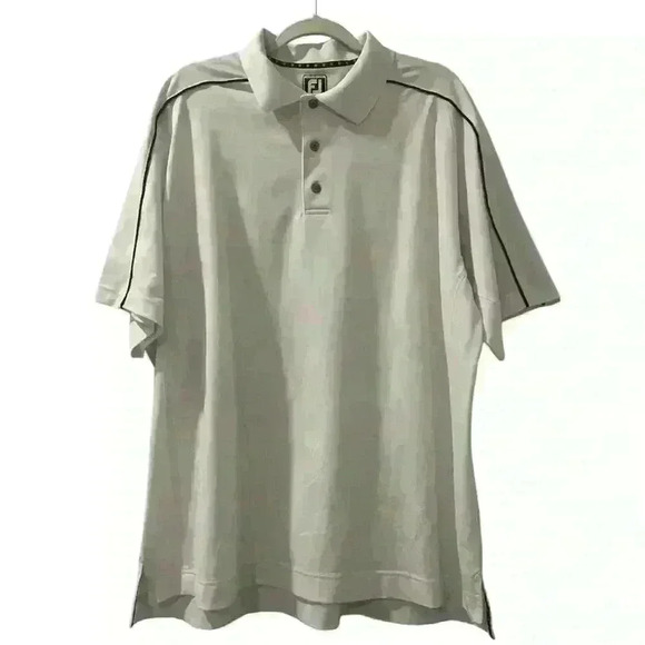 FJ Other - FJ Foot Joy Golf Polo Athletic‎ Fit Shirt White Short Sleeve Mens Size XL
